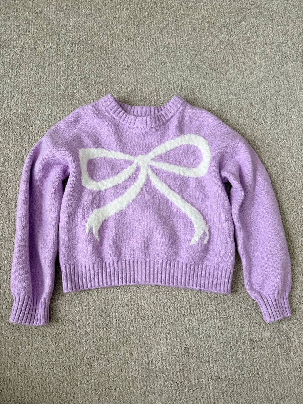 Old Navy Lavender Crewneck Sweater with White Bow